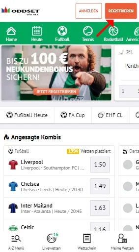Oddset online Sportwetten