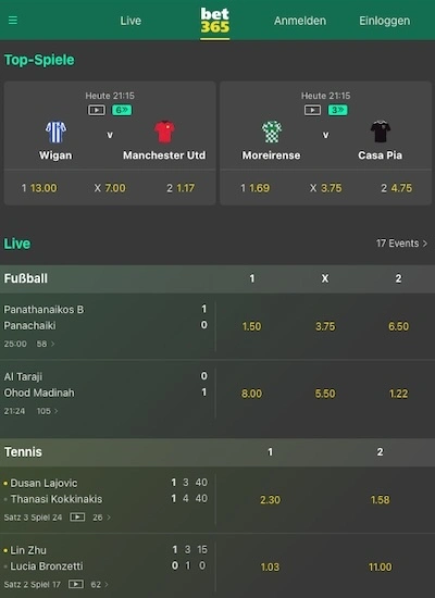Wettanbieter Wettangebot Vergleich Bet365