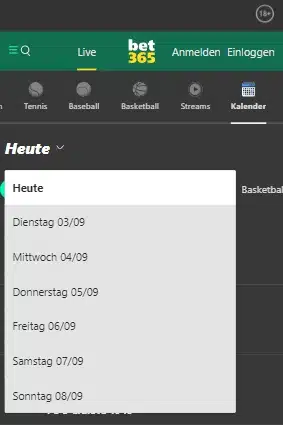 Bet365 Live-Kalender