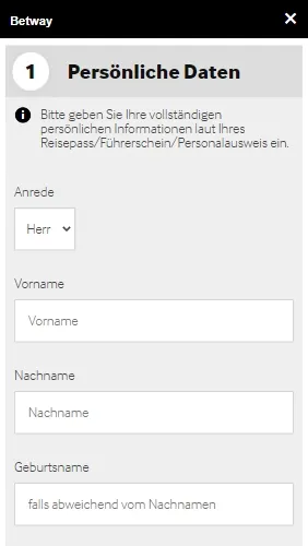 Betway Registrierung