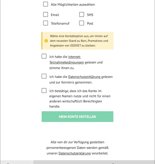 ODDSET Anmeldung